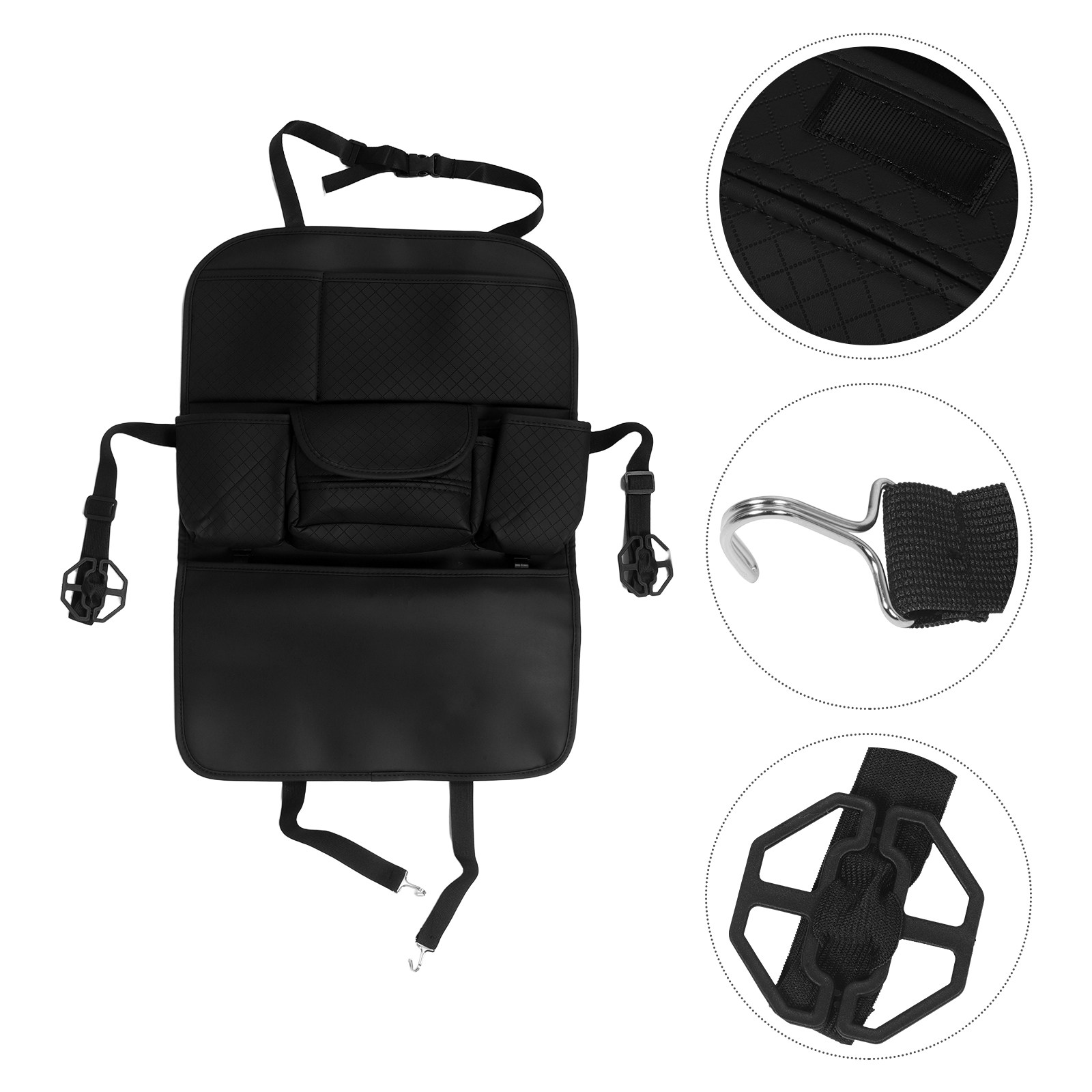 Car Seat Travel Bag - Organizer Kursi Mobil Hitam Multi-Kantong, Tas