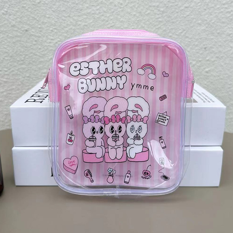 Travel Accessories Pink - Tas Rias Transparan Esther Bunny Lucu