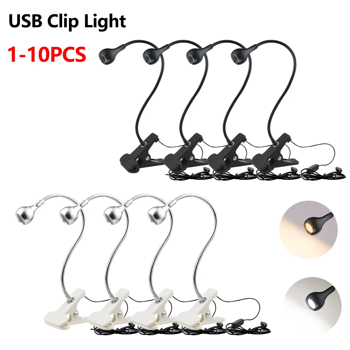 Book Light Flexible - 1-10 Buah Lampu Clip-On Lampu Baca