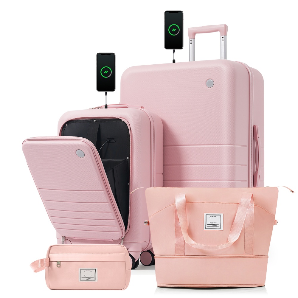 Toiletry Bag Tsa - Set Koper 4-Potong dengan Port Pengisian