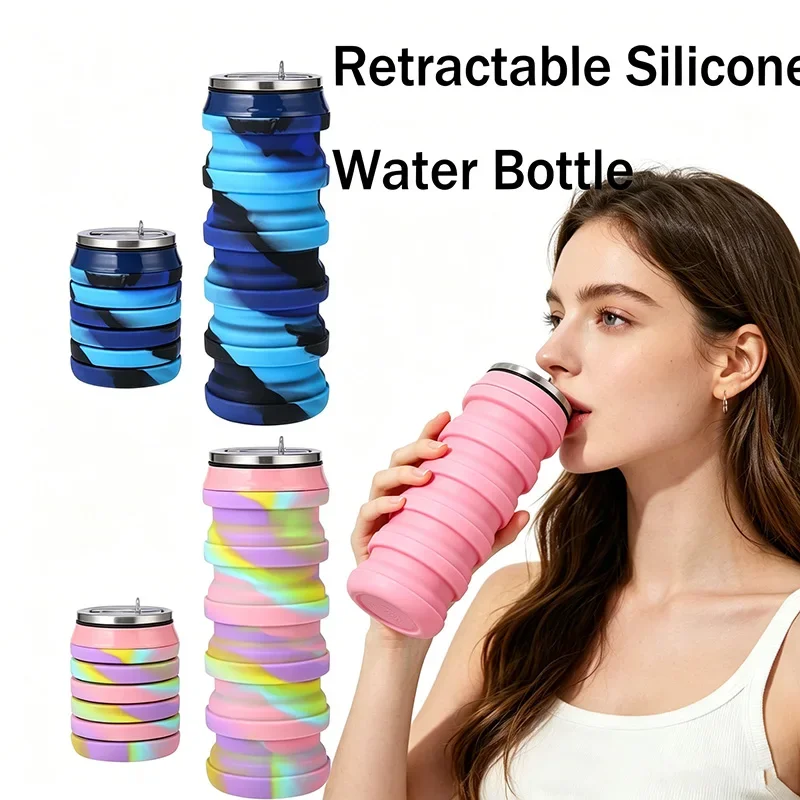 Water Bottle Collapsible - Botol Air Silikon Retractable 480ML, Cangkir