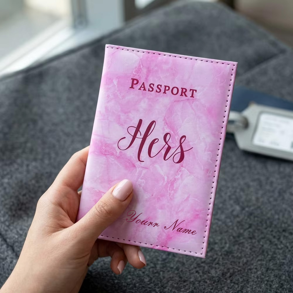 Travel Accessories Gifts For Her - Sampul Paspor Marmer yang Dipersonalisasi, Dompet