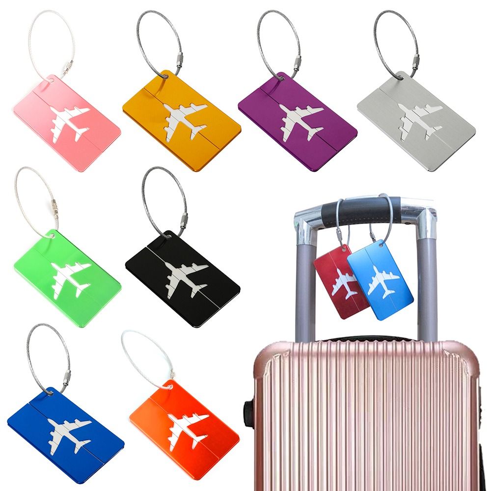 Travel Accessories Logo - Label bagasi perjalanan Aluminium, koper bagasi