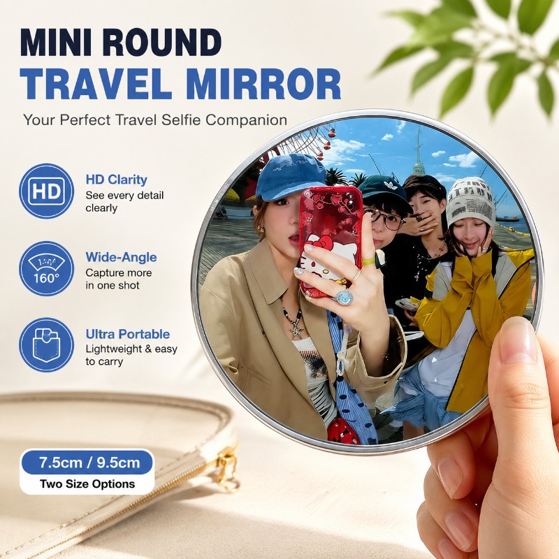 Travel Video Accessories - Cermin Cembung Bulat Portabel Genggam Sudut