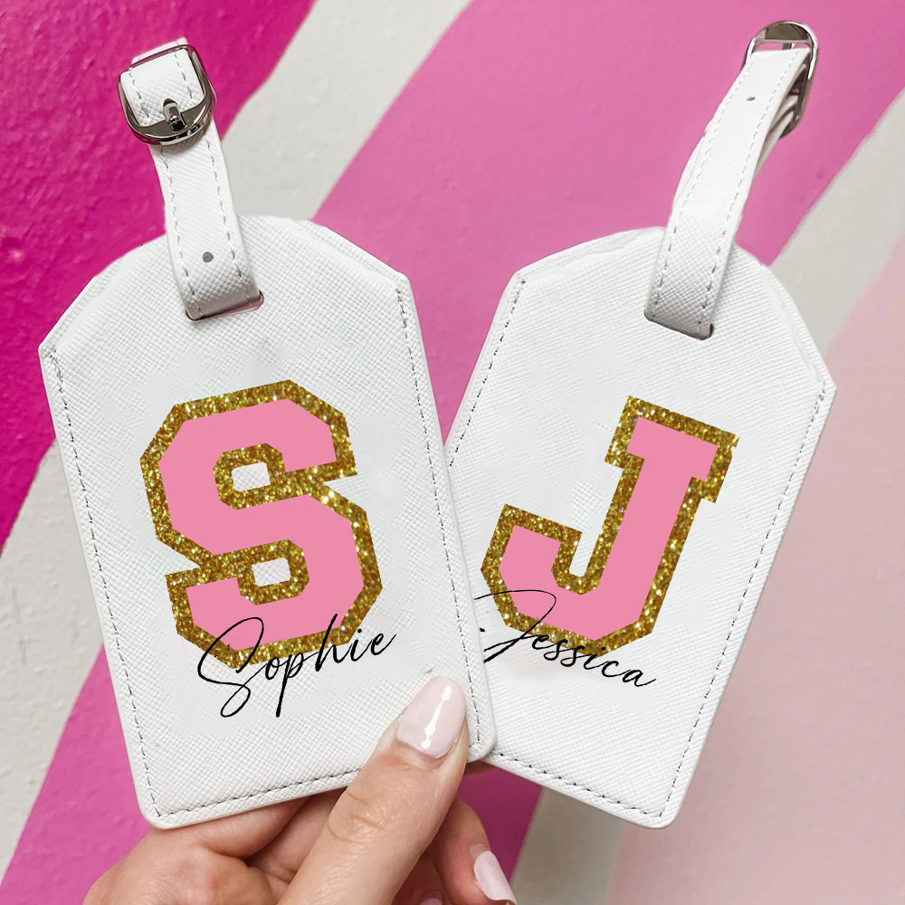 Travel Accessories Gifts For Her - Tag bagasi Monogram pribadi diinisial dengan